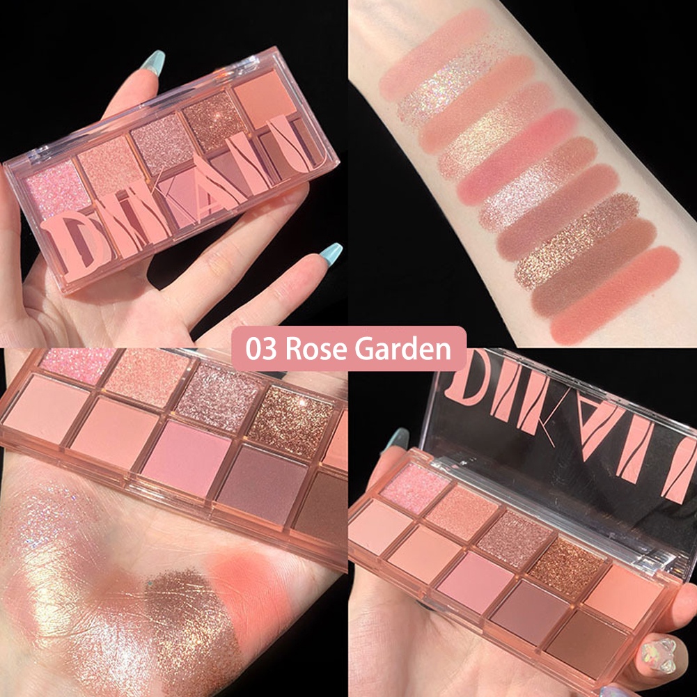 [Hàng mới về] Bảng phấn mắt 10 màu sắc hiệu ứng lì/ ánh nhũ chống nước lên màu cực chuẩn