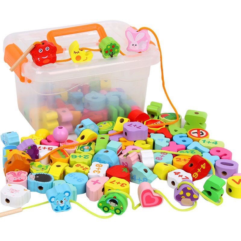 Bộ Xâu Hạt Gỗ 106 Chi Tiết Cho Bé - Beofamily