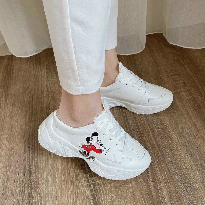 FREESHIP Giày thể thaonữ, sục thể thao đế cao in hình micky cao cấp M01 | BigBuy360 - bigbuy360.vn