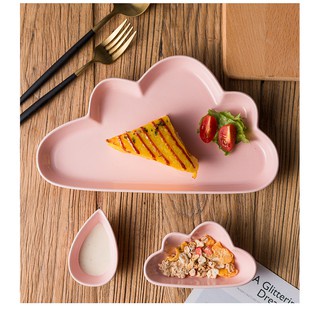 Khay, bát sứ ăn dặm hình đám mây giọt mưa - Nhiều màu