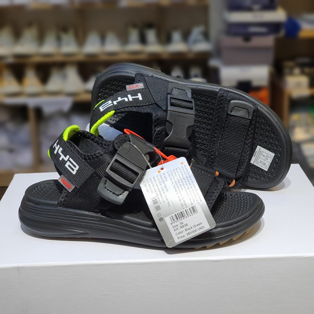 Sandal Vento nam nữ SD-NB38 Black Green (Đen) - sandal đế bằng thời trang, chất liệu bền, nhẹ êm