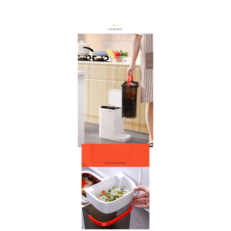 Thùng rác phân loại rác 2 ngăn tách nước ướt và khô chất liệu nhựa ABS siêu bền thể tích 15L