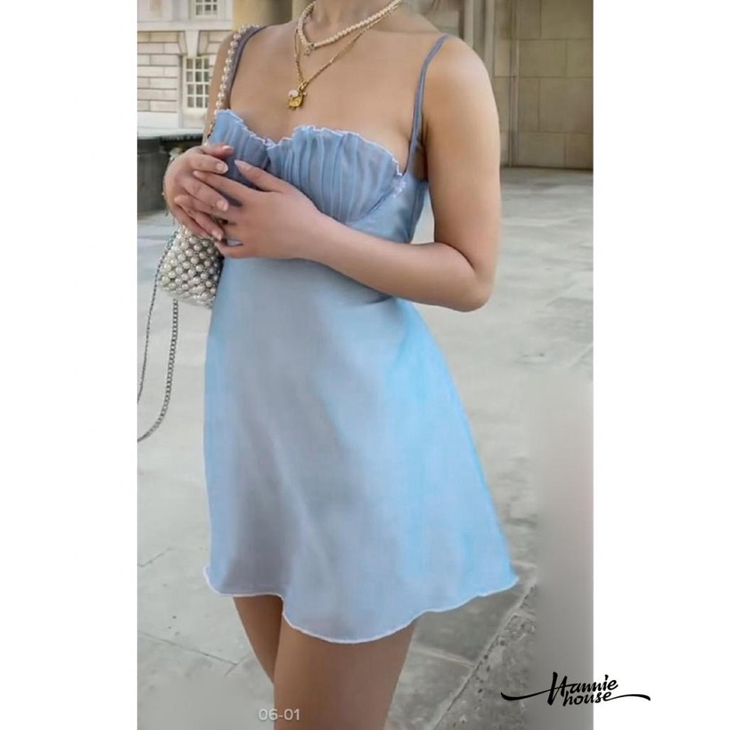 Hannie-đầm Trang Trí Ngực Xếp Ly Vỏ Sò Cho Nữ