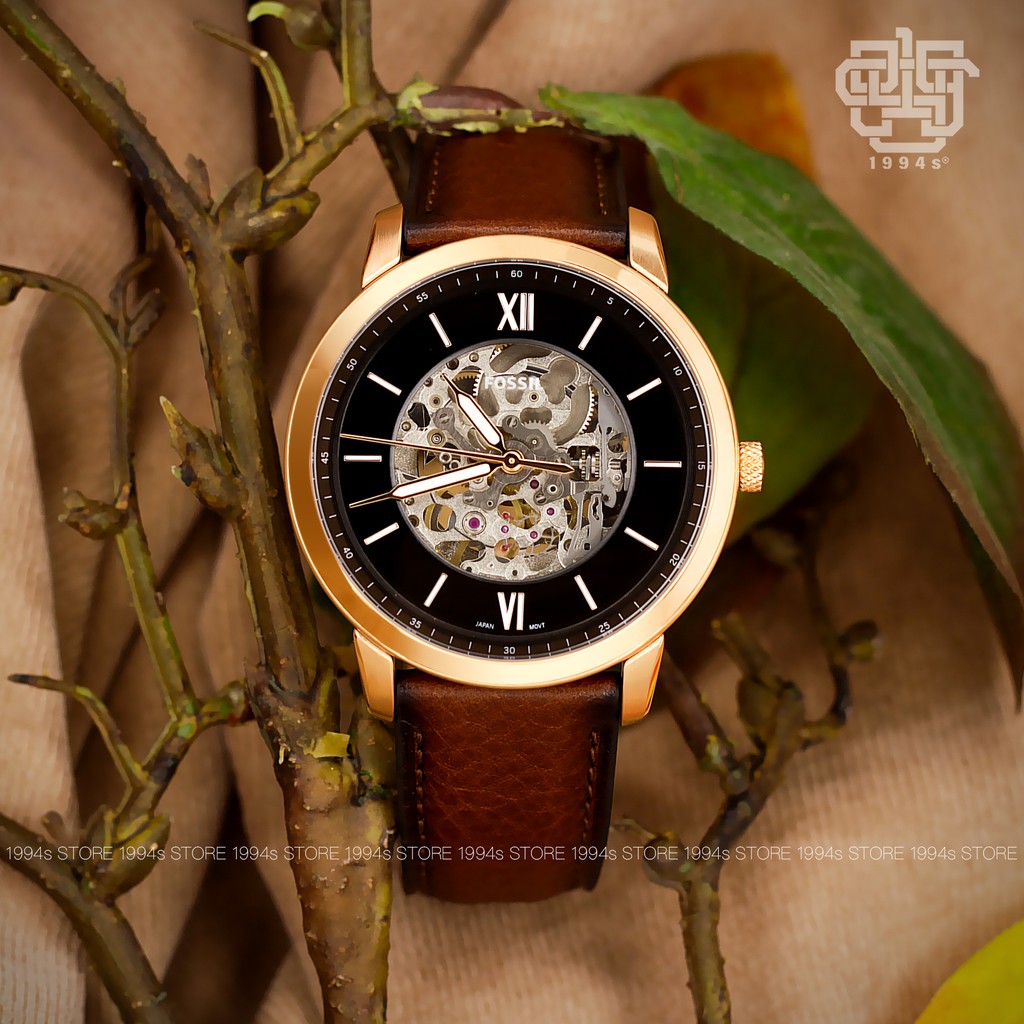 Đồng hồ nam Fossil ME3195 máy cơ Automatic, dây da thật, chống nước 50m, hàng chính hãng