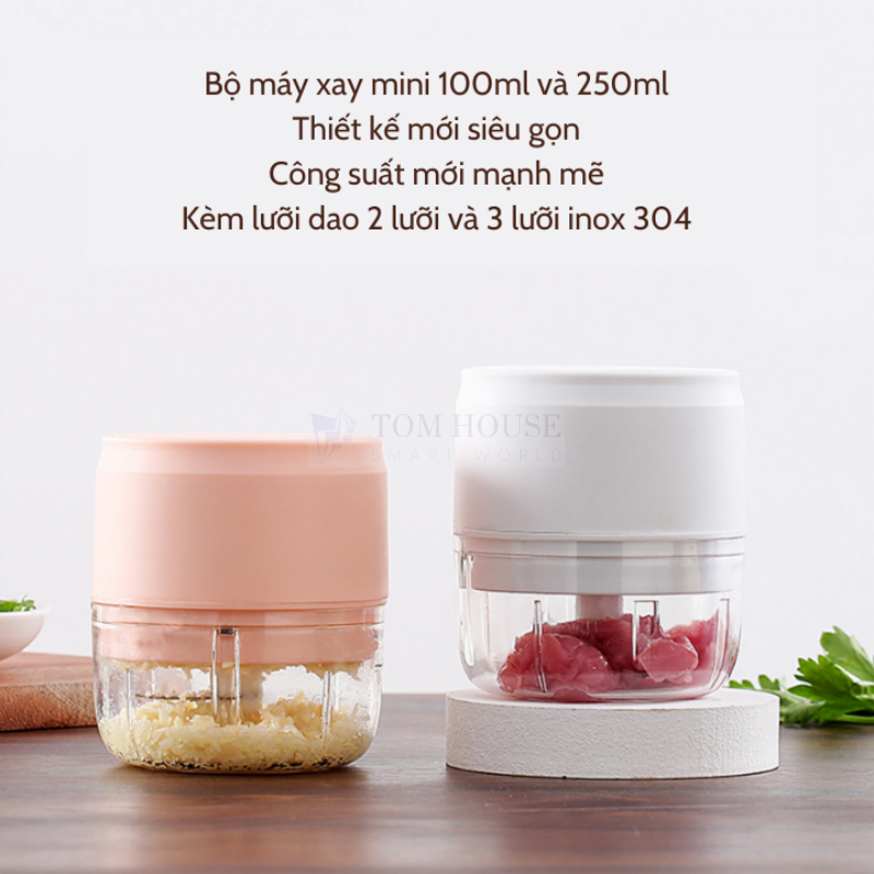 Combo Máy Xay Mini 100ml và 250ml, Máy Xay Cầm Tay Sạc Điện Mẫu Mới Thiết Kế Siêu Gọn