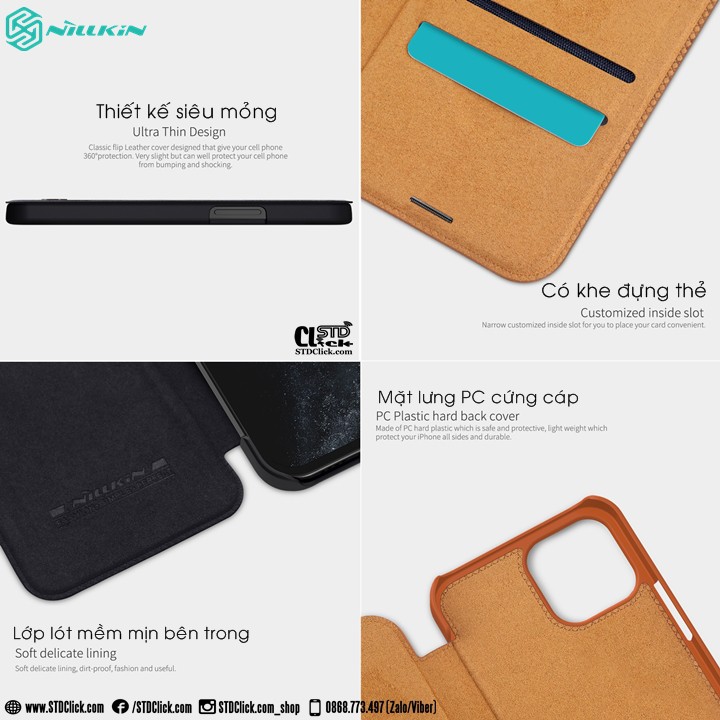 BAO DA IPHONE 12 PRO MAX NILLKIN QIN CHÍNH HÃNG