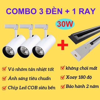 Đèn rọi ray combo 3 đèn rọi ray+1 thanh ray 1m