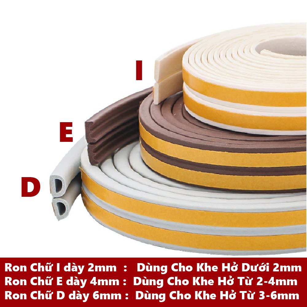 Ron I, E, D, gioăng dán cửa gỗ, gioăng giảm trấn, gioăng chống ồn, doăng ngăn bụi bẩm, ron dán cửa và cửa sổ