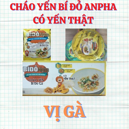 Thùng 30 gói cháo Yến bí đỏ Anpha hỗ trợ tăng sức đề kháng 3 vị gà, sườn heo, thịt bằm 50gr