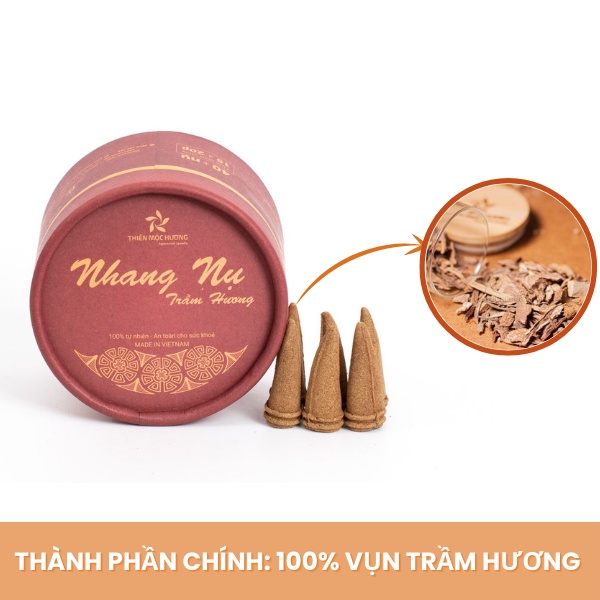 Nụ trầm hương cao cấp tặng 1 thác khói trầm hương khói ngược THIÊN MỘC HƯƠNG hộp 40 nụ 16 năm