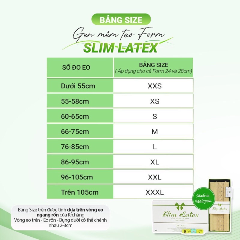 Gen mềm siết eo tạo form bụng Slim Latex