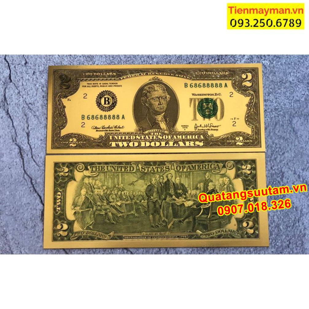 [RƯỚC LỘC] [SHOPEE TRỢ GIÁ] Tờ 2 USD vàng Plastic - Lì xì tài lộc