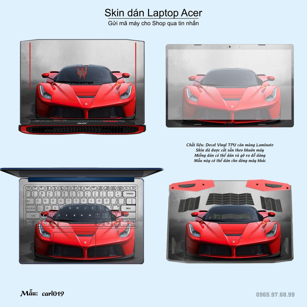 Skin dán Laptop Acer in hình xe hơi (inbox mã máy cho Shop)