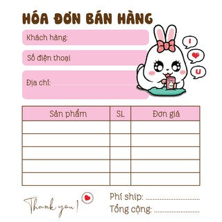 [ Hàng Sẵn ] Hóa Đơn Bán Hàng Mini 1 Liên Thỏ Cute