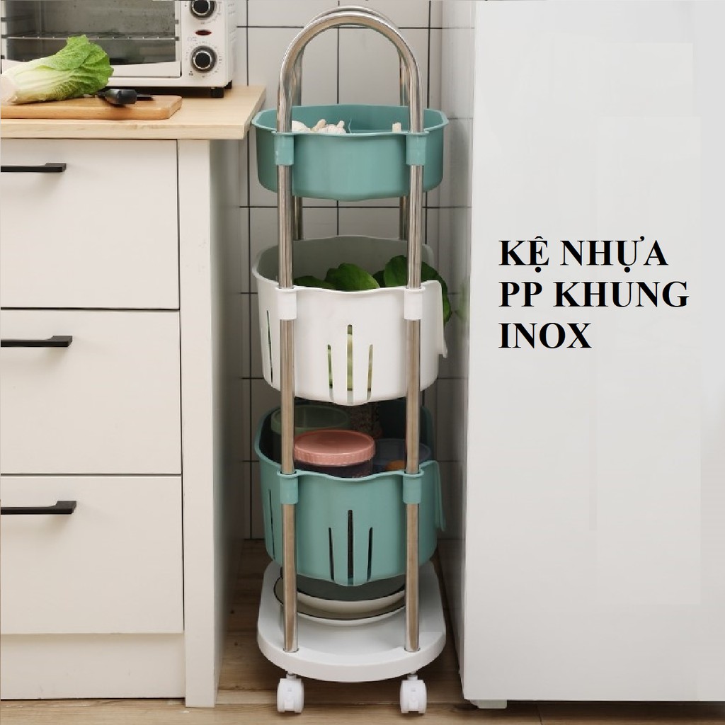 Kệ nhựa cao cấp loại 1 dùng đa năng có bánh xe kèm hình thật 100% đựng các vật dụng, dụng cụ nhỏ cho gia đình bạn