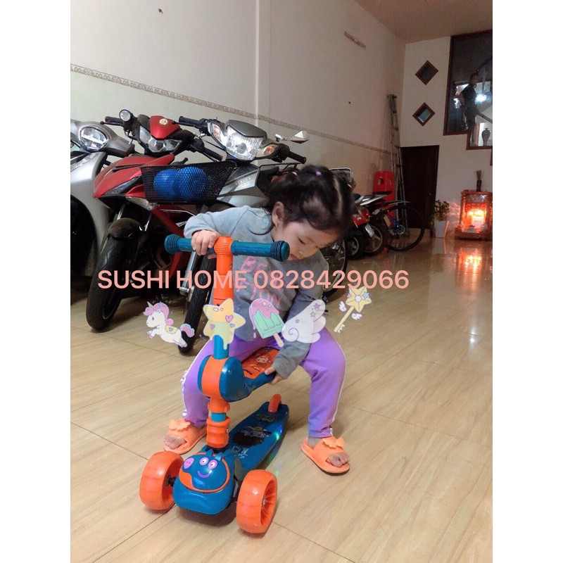 SIÊU XE SCOTER ĐẠP NHÚN LÀ ĐI-xe trượt có đèn nhạc có ghế ngồi