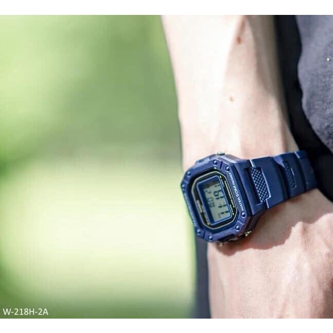 Đồng hồ Unisex Casio W-218H-2AV, đồng hồ chính hãng, silicon full navy (xanh biển)
