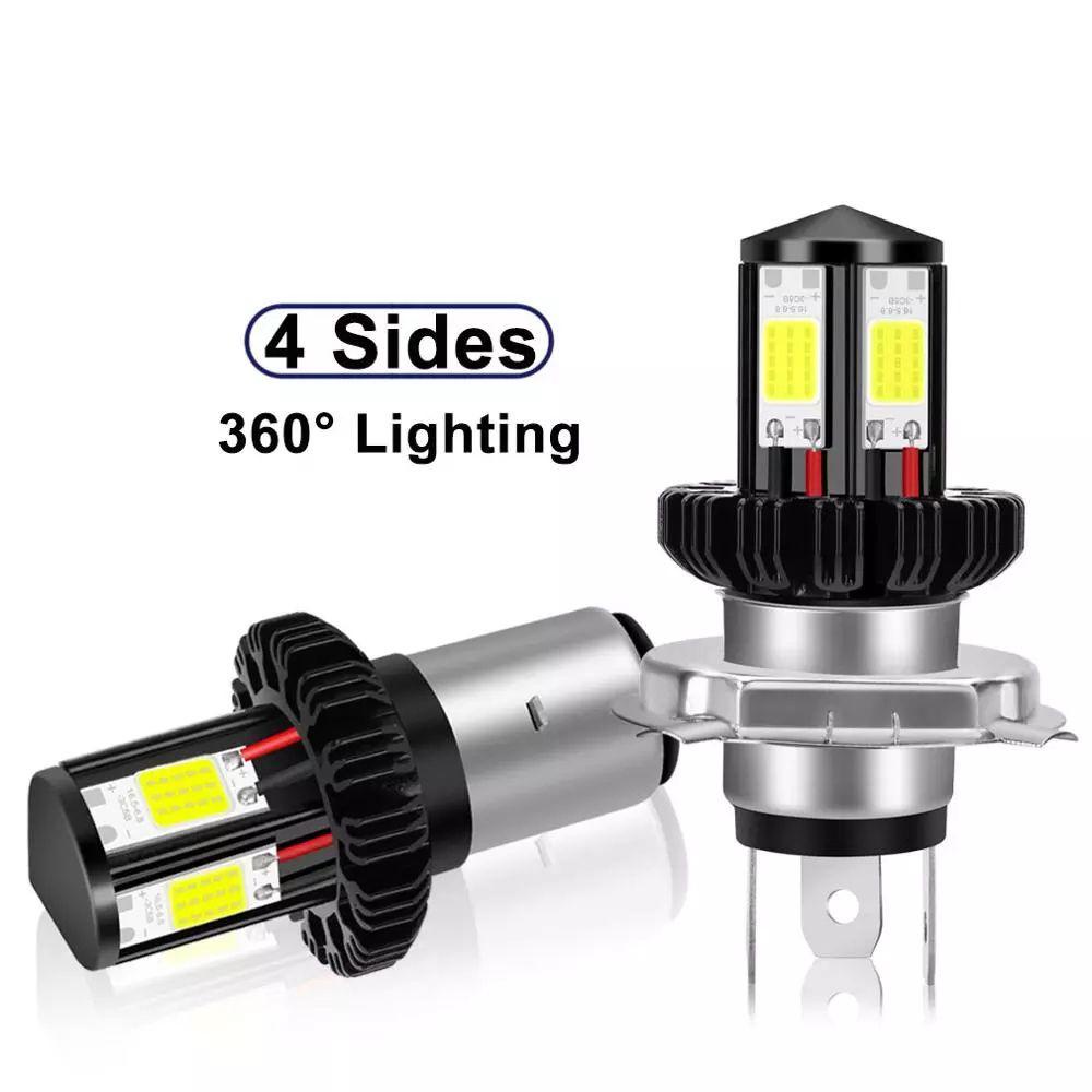 Bóng Đèn Pha Ánh Sáng Trắng 6000K 1200LM BA20D H6 H4 Chuyên Dụng Cho Xe Mô Tô