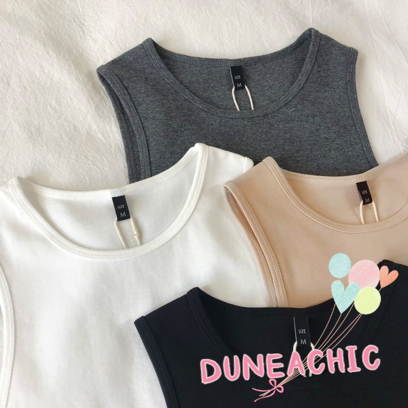 DUNEA Áo thun y0822 không tay màu trơn thời trang cho nữ
