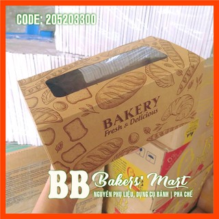 Hộp giấy Kraft bánh mì hoa cúc DPN - 23 x 11 x 10cm - Lốc 10 cái