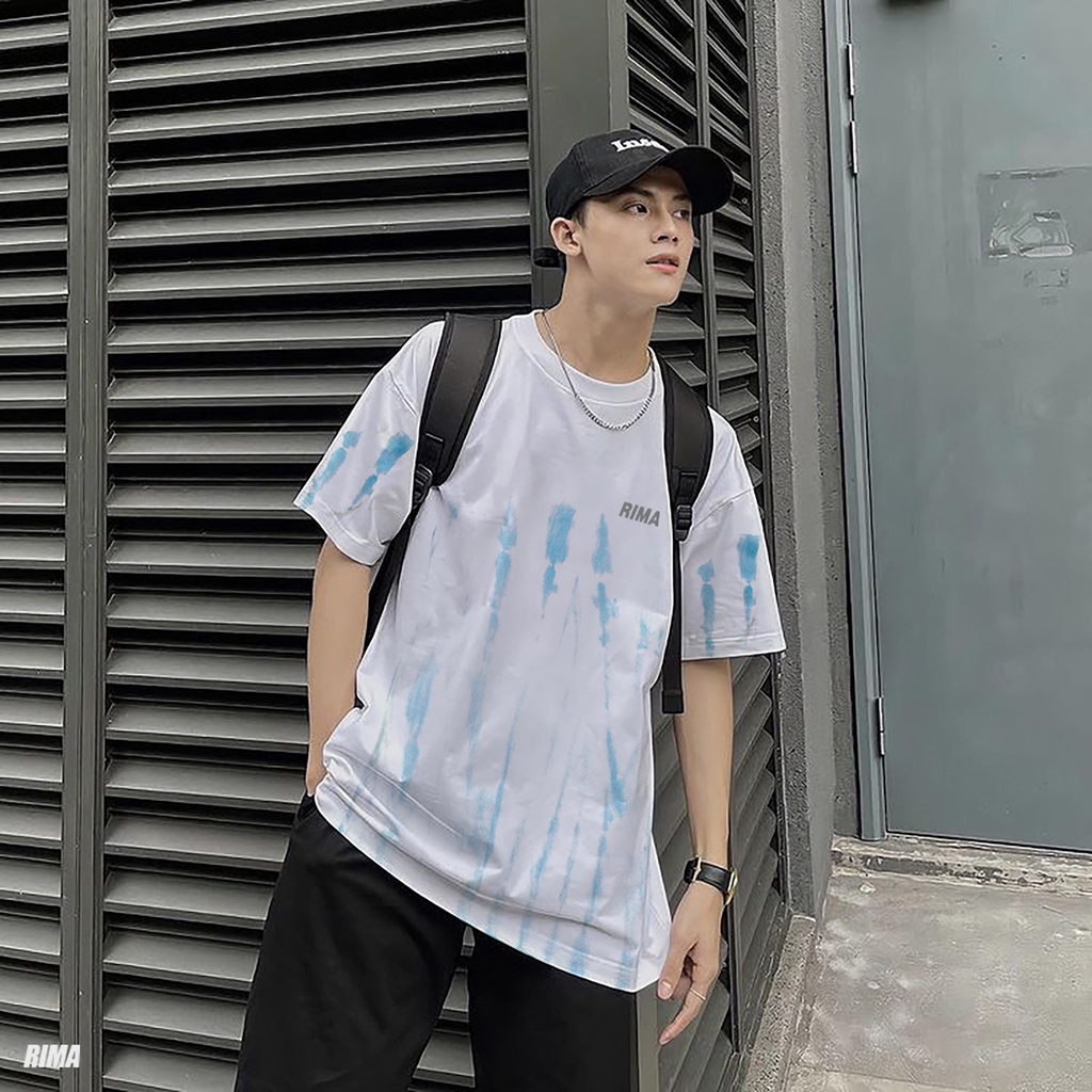 Áo Thun Tay Lở BLUE Phông Rộng Nam Nữ Unisex Cotton Cao Cấp Đẹp Ngắn Freesize Hình Trắng Đen Xanh Navy Họa Tiết RIMA