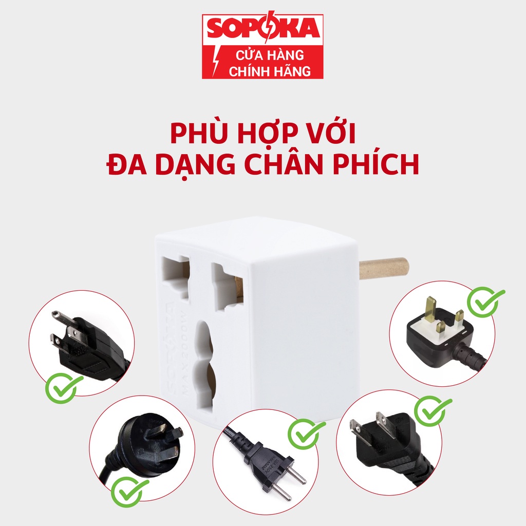 Đầu nối đa năng chuyển nguồn , ổ điện SOPOKA P6A, P7 chịu nhiệt chống cháy
