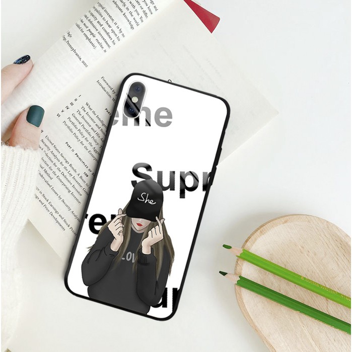 Ốp kính cường lực She supreme cho iphone 6 s plus 7 8 plus Xr X s max 11 11 pro max 12 mini 12 pro max se2