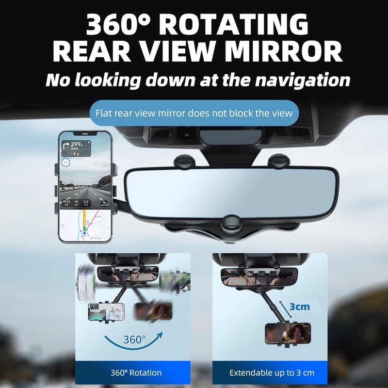 Giá Đỡ Điện Thoại Có Thể Xoay 360 Độ Tiện Dụng° Giá Đỡ Điện Thoại Di Động Gắn Kính Chiếu Hậu Xe Hơi Có Thể Điều Chỉnh Xoay