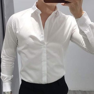 Áo sơ mi nam hàn quốc dài tay hamino - chất lụa dày dặn, mịn mát