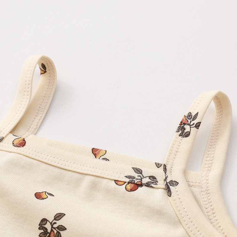 Bộ áo liền quần sát nách vải cotton mềm in hình trái cây cho bé 0-12 tháng tuổi