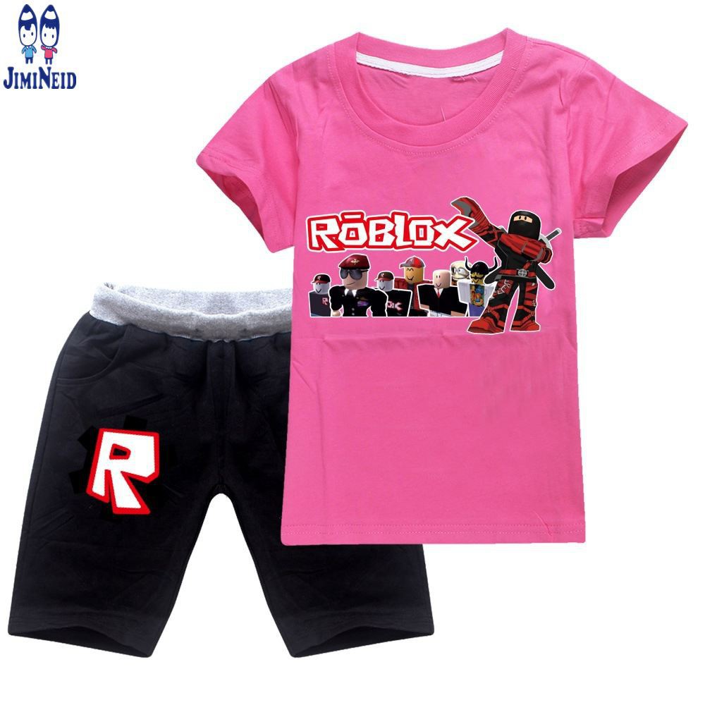 【JD】baby boy ROBLOX clothing fashion round neck Short-sleeved cotton T-shirt + shorts 2-piece set with trend