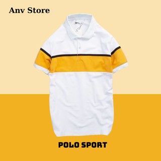 Áo thun Polo Sport nam có cổ tay ngắn Phối TRẮNG VÀNG vải Cotton xuất xịn, chuẩn form,sang trọng-lịch lãm AnvStore