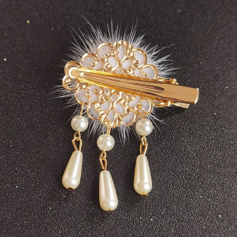 ( 1 chiếc ) Cài tóc kẹp BÔNG TRẮNG BA HẠT phụ kiện phong cách cổ trang xinh xắn dễ thương