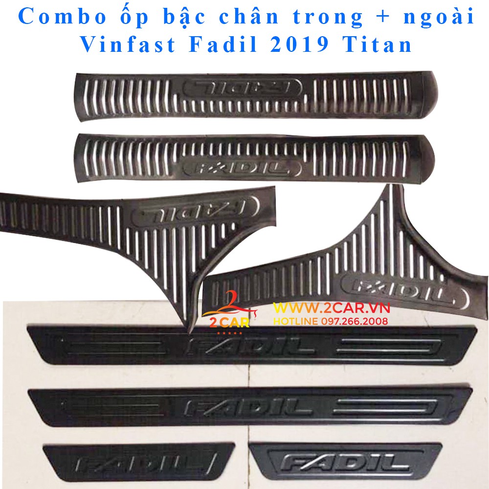 Ốp bậc chân trong, ngoài xe Vinfast Fadil 2019 - 2021 chất liệu Titan cao cấp