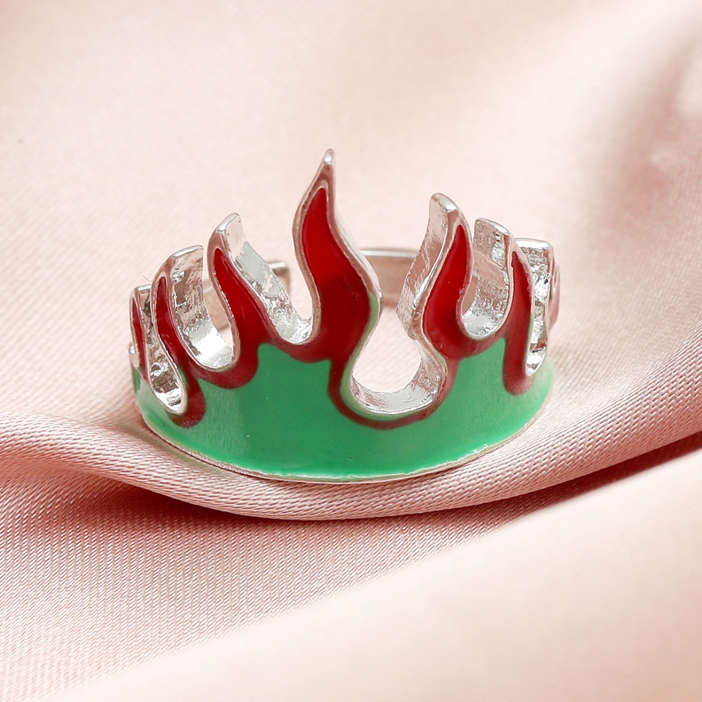 Nhẫn Hở Hợp Kim Hình Ngọn Lửa Phong Cách hip hop Âu Mỹ Sáng Tạo Thời Trang