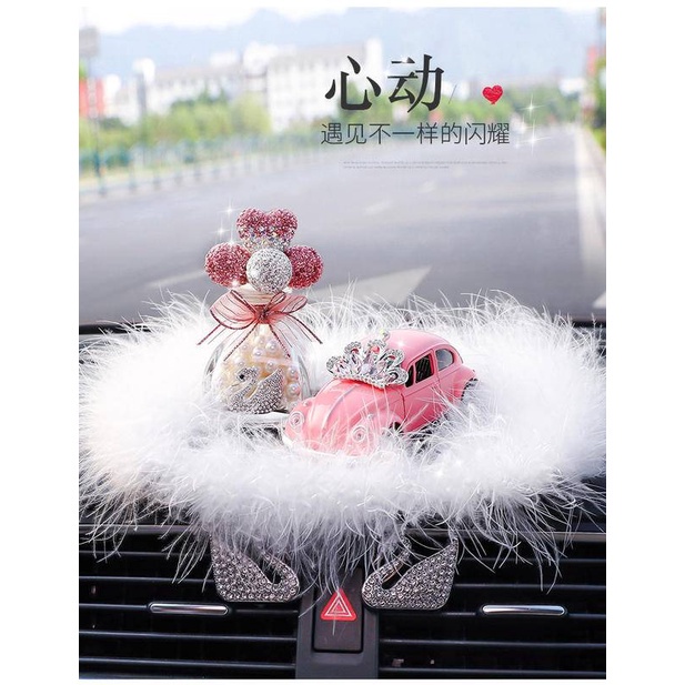 Set mô hình xe hơi beetle và lọ bong bóng đính đá sang trọng trang trí bảng điều khiển