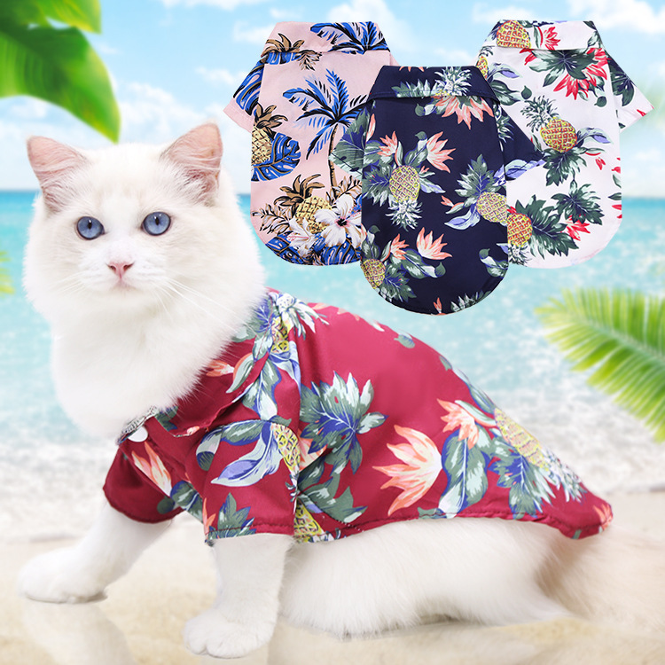 Áo Sơ Mi Đi Biển Mùa Hè In Họa Tiết Hawaii Kích Thước Lớn XS-5XL Cho Thú Cưng