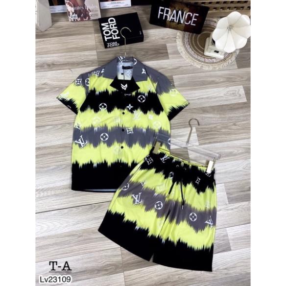 Bộ Quần Áo Polo Nam Loang LV Vàng Siêu Đẹp - Bộ Thể Thao LV Polo Loang Cao Cấp