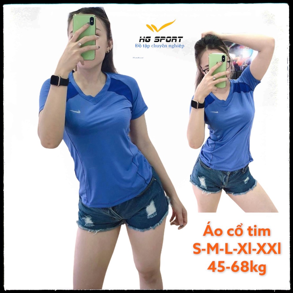 Áo Thun Tập Gym Nữ , Đồ Tập Yoga Thể thao Áo Có Tay Cổ Tim  AP802