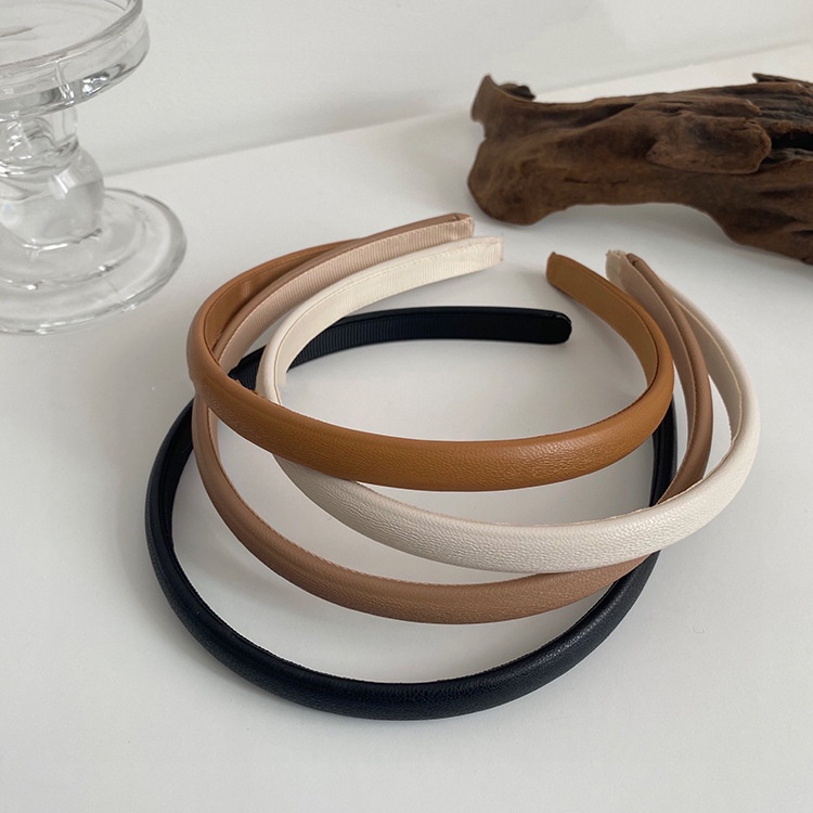 Cài Tóc Da PU Màu Trơn Đơn Giản Phong Cách Vintage