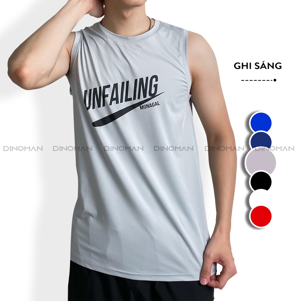 Áo ba lỗ nam Unfailing DINOMAN Áo tanktop sát nách nam RUNNING Vải Thun Co Giãn 4 Chiều