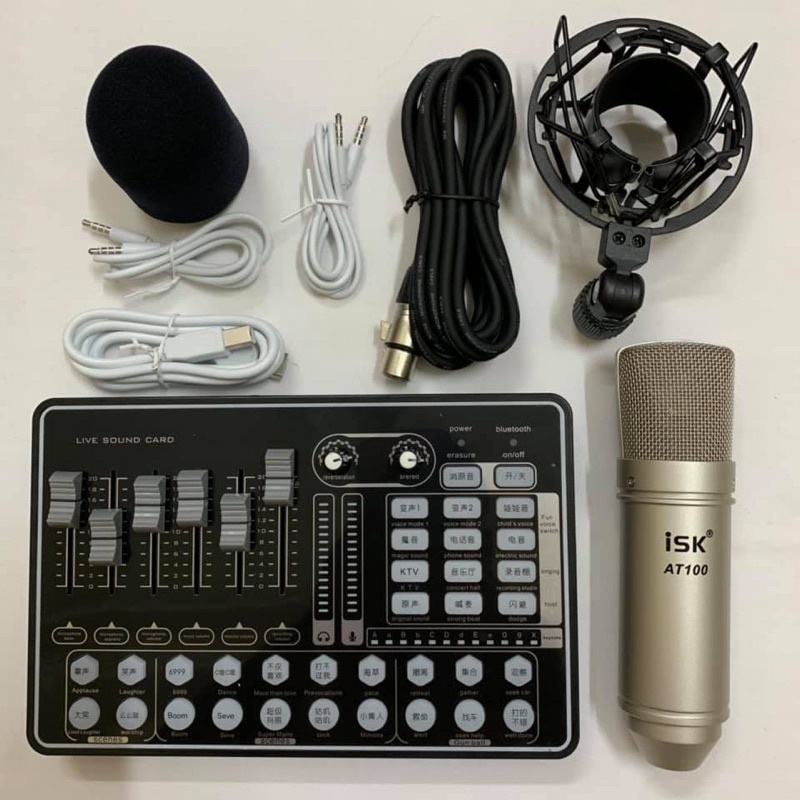 Bộ combo mic karaoke thu âm ISK AT100 cùng sound card H9 BH 6 Tháng đổi mới