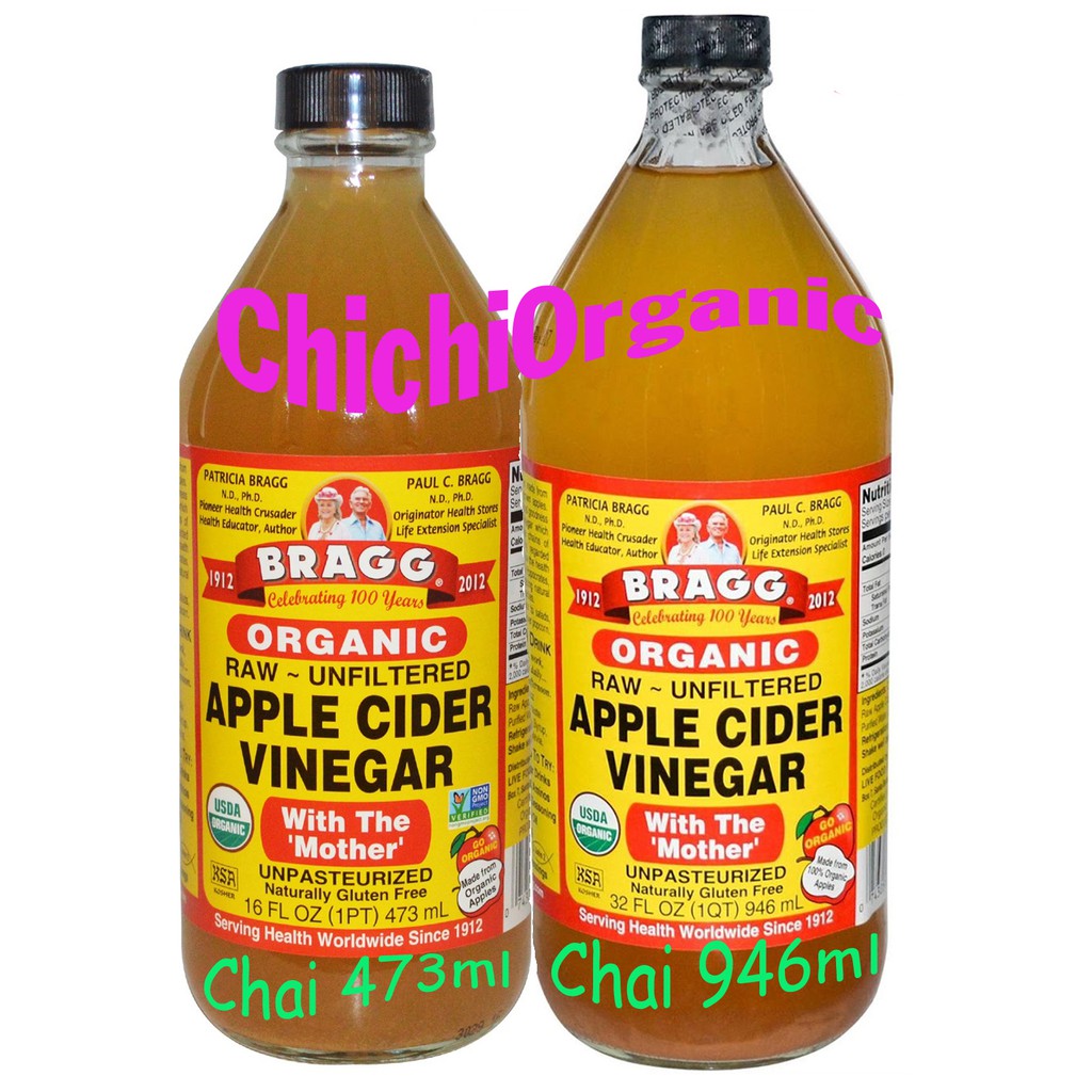 Giấm Táo Hữu Cơ Bragg 473ml, 946ml - Hàng Mỹ Chính Hãng