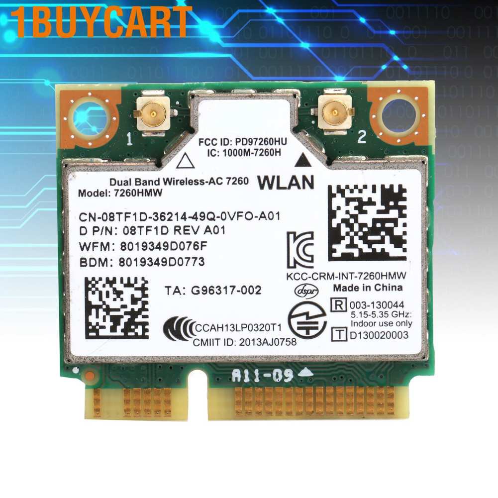 Thẻ wifi Pci-E mini không dây cho Intel 7260ac / Dell 7260hmw