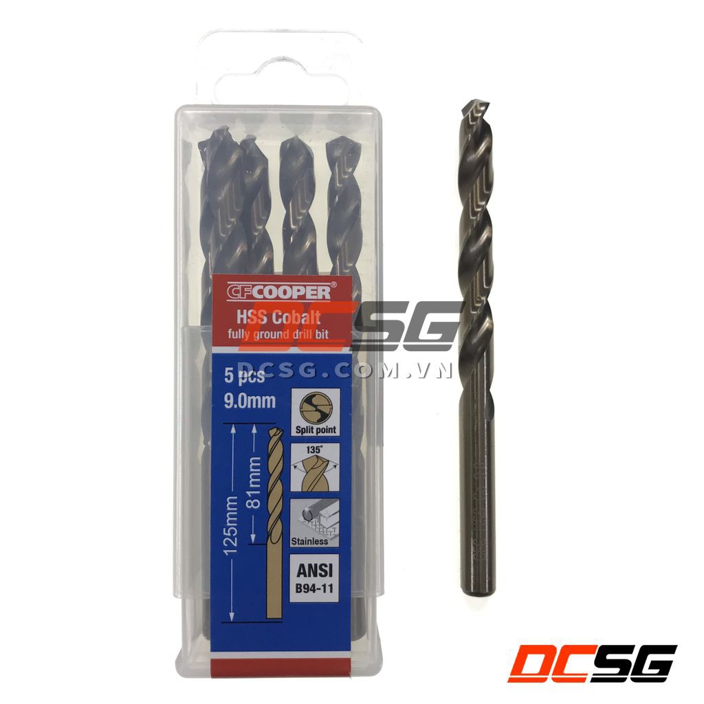 Mũi khoan thép, Inox HSS-Cobalt 5% 5.0-10.0mm CFCooper  | DCSG