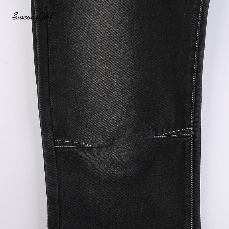 Quần Jean Ống Rộng Lưng Thấp Màu Đen Trơn Thời Trang 2022 Dành Cho Nữ
