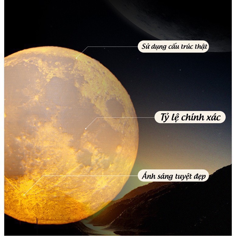 [ ĐÈN LOẠI 1 ] Đèn ngủ mặt trăng 3D - Phiên bản 2021, size 10cm-12cm-15cm-18cm-20CM- BH 1 ĐỔI 1