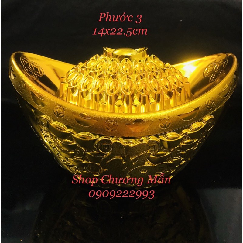 Thỏi Vàng Nhựa Xi Mạ Chữ Phước 3 Size Làm Cây Tài Lộc