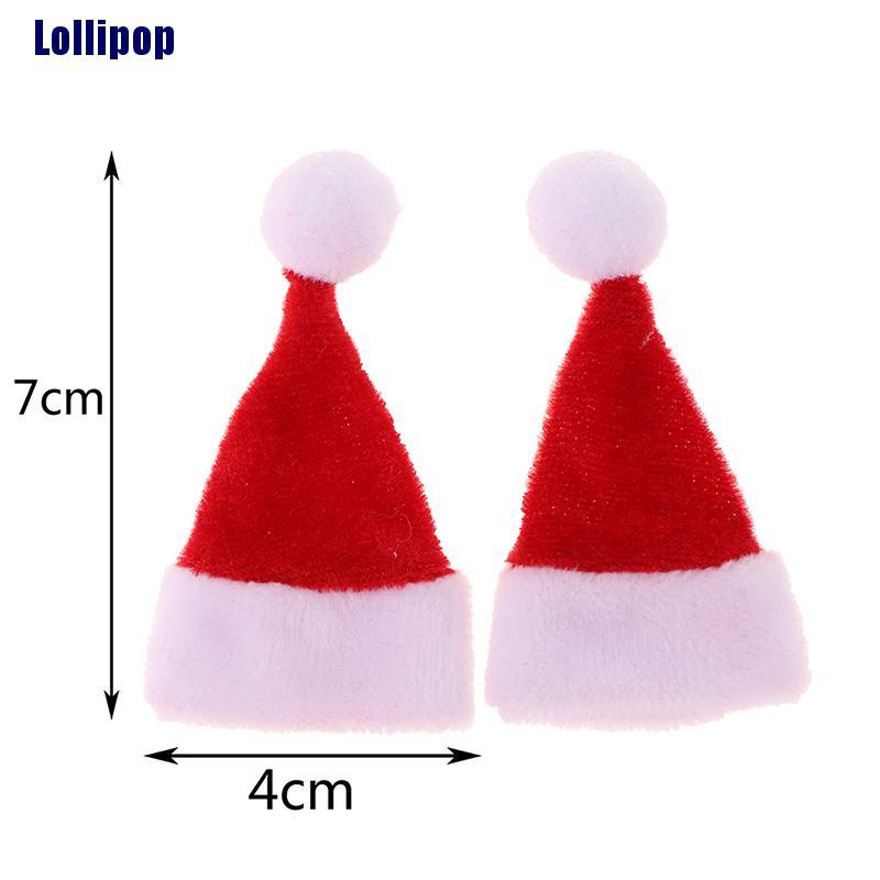 Set 2 mũ ông già noel mini trang trí nhà búp bê dịp giáng sinh độc đáo