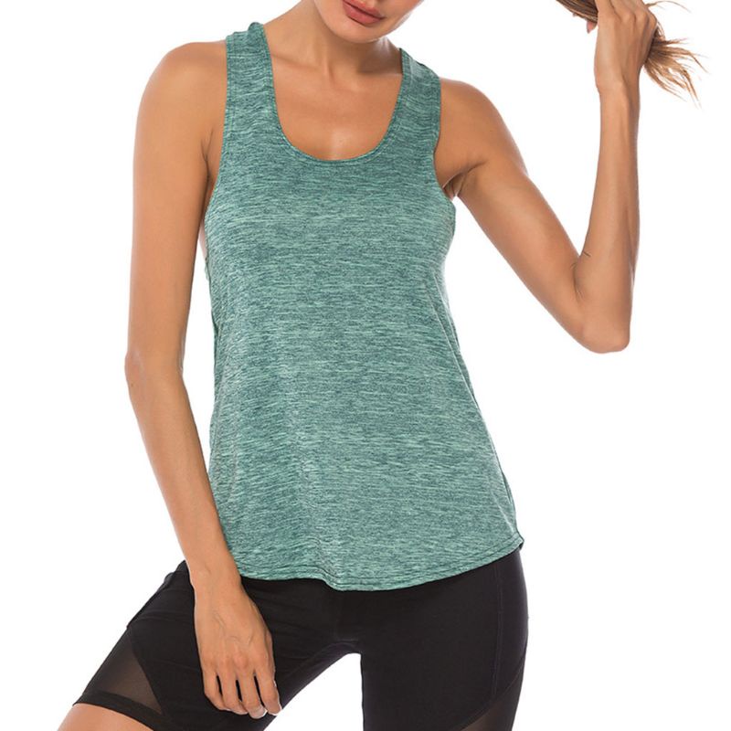 Áo Tank Top Thể Thao Cổ Chữ U Màu Trơn Nhanh Khô Quyến Rũ Cho Nữ
